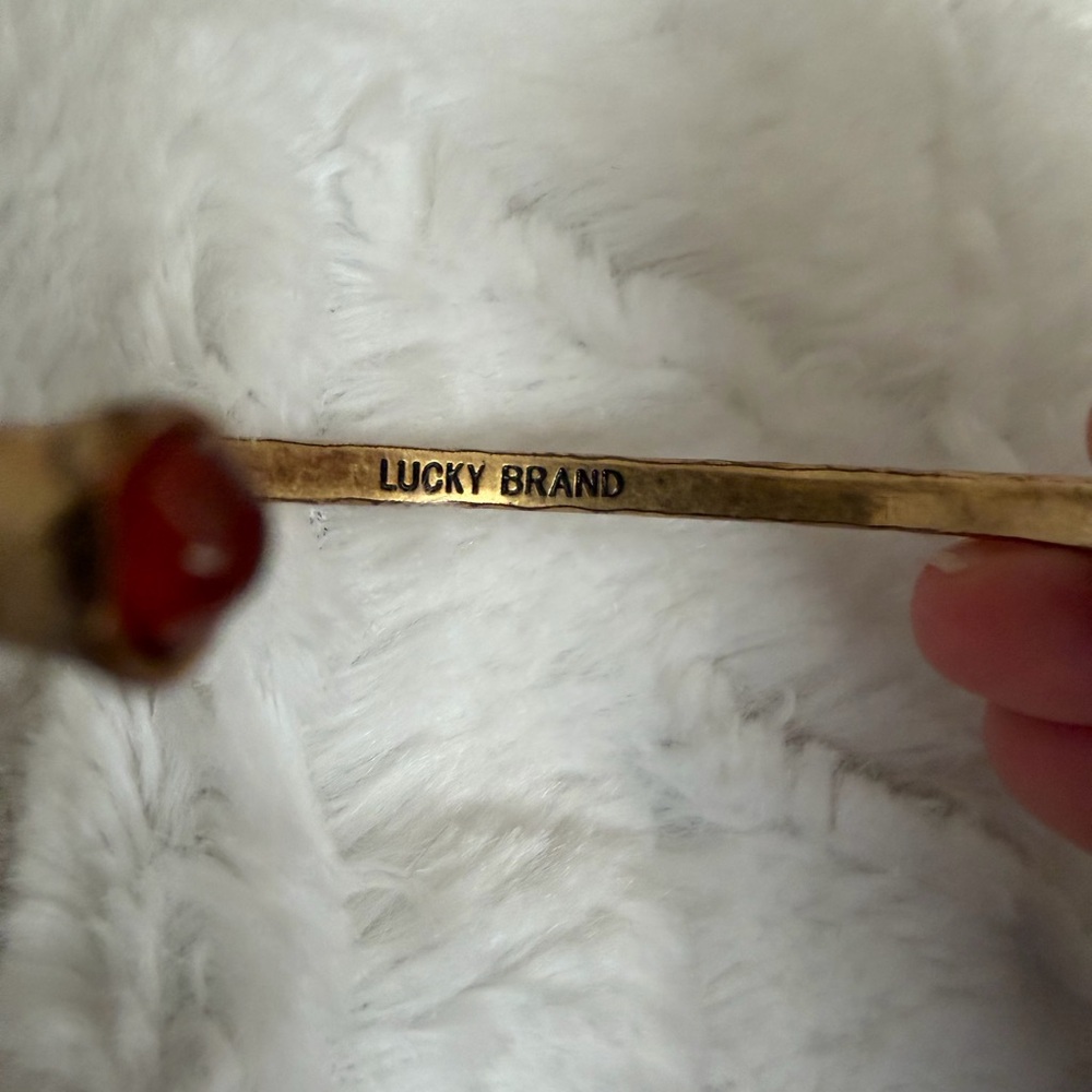 Vintage Lucky brand open gold cuff bracelet - red coral